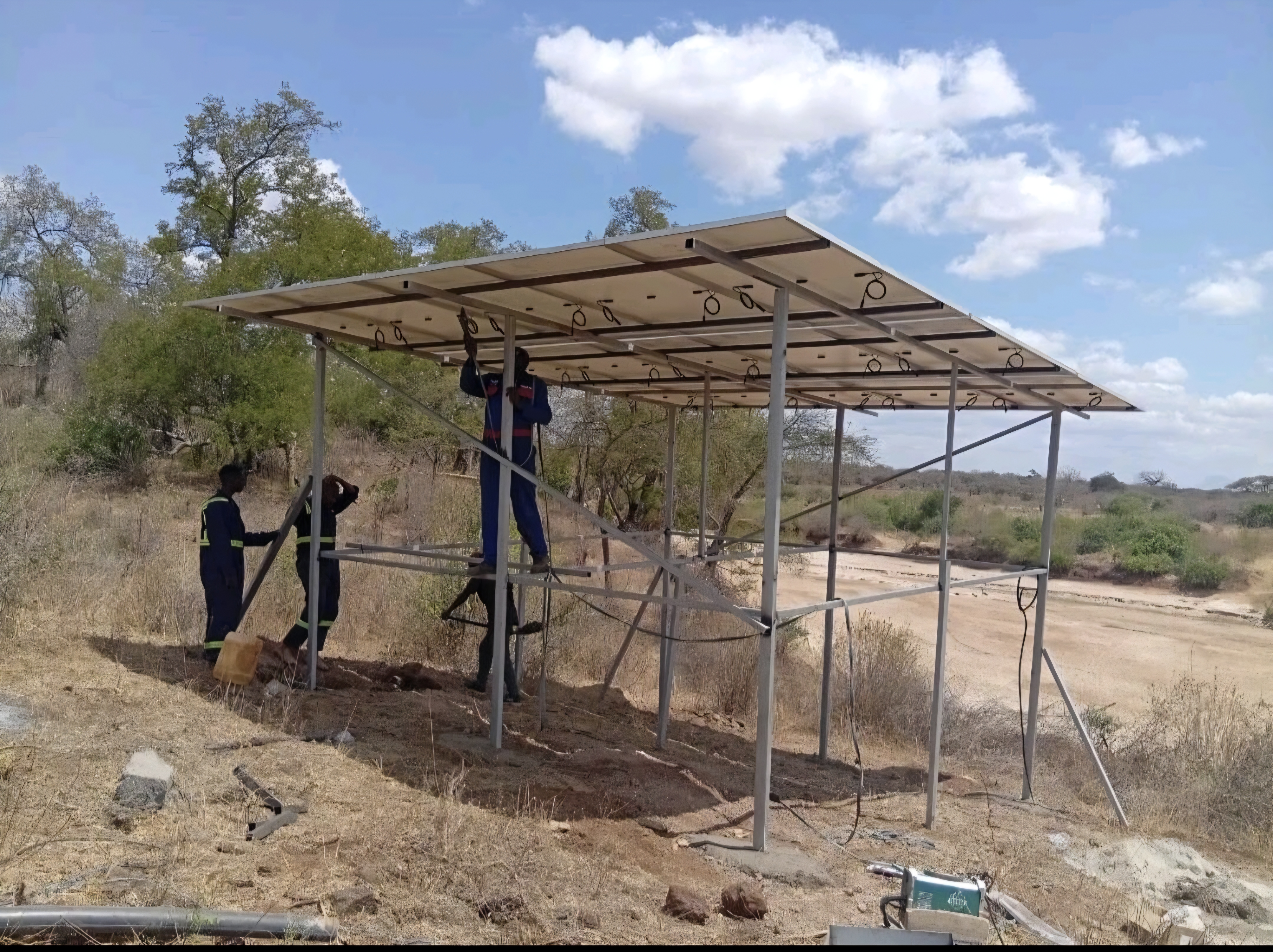 Installing a 6.2kW solar plant for water pumping at Nzaui, Makueni